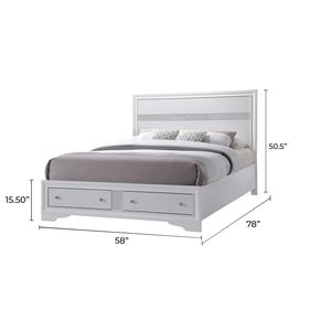 Traditional Style Full Size Wood <b>Bed</b> in <b>White</b> with <b>Storage</b> Features - Product Image 3
