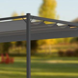 Pergola Gazebo da Giardino 10x7 FT con Tettoia Retrattile per Patio Esterno, Parco, Villa - Grigio Metallico - Product Image 6