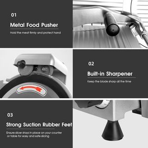 Affettatrice Commerciale per Carne 8.5/10 Pollici 240W, Affettatrice per Carne Congelata e Formaggio con Lama in Acciaio Cromato Premium - Product Image 5