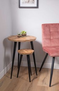 Mesa Auxiliar de Hierro con Tapa de Madera, Superficie Amplia y Estructura Resistente, Ideal para Áreas de Estancia Concurridas - Product Image 5