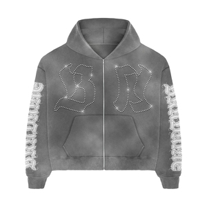 Custom Men Rhinestone Tracksuit Set Hoodie Jogger Set Streetwear Bling Sweatshirt <b>Pants</b> OEM ODM Private Label - Product Image 3