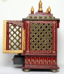 Portes de Mandir Pooja en bois de Sheesham, artisanales, artistiques et durables |   Temple traditionnel à domicile Vastu |   Élégant Puja Ghar en bois brun - Product Image 4