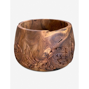 Bol en bois sculpté à la main de style moderne, design chinois traditionnel, finition marron, pour servir les aliments à la maison et offrir en cadeau - Product Image 3