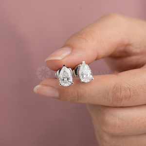 Boucles d'oreilles en diamant exquis 2.0Ct Pear Lab Grown en or massif 10K 14K 18K Boucles d'oreilles en diamant poire étincelante Cadeau pour elle - Product Image 2