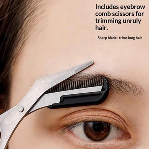 Juego de 3 piezas de kit de cejas para mujeres y hombres, juego de aseo de cejas de acero inoxidable que incluye peine y tijeras para el aseo de cejas - Product Image 3