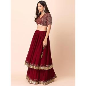 Lovely Maroon Sequins Georgette Designer Lehenga Choli Avec Dupatta - Product Image 4