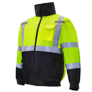 เสื้อแจ็คเก็ตนิรภัยสีเขียวสะท้อนแสงสำหรับงานจราจร ป้องกันริ้วรอย พร้อมระบบตรวจจับเข็ม  ผลิตจากโพลีเอสเตอร์ - Product Image 3