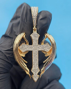 Iced Out Moissanite <b>Cross</b> Pendant 925 Silver 18K Gold Plated Round Brilliant Cut Religious <b>Charm</b> For Unisex - Product Image 4