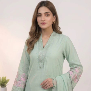 Conjunto de Kurti y Palazzo Bordado de Diseñador con Trabajo de Corte y Dupatta de Organza Suave, Ropa Étnica Festiva - Product Image 1