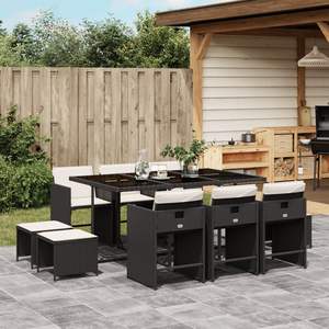 Ensemble de 10 ensembles de salle à manger de jardin noirs pour patio - Product Image 1