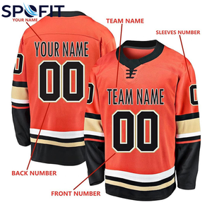 เสื้อฮอกกี้น้ำแข็งแบบกำหนดเอง โพลีเอสเตอร์ 100% ระบายอากาศได้ดี แห้งเร็ว พิมพ์ลายแบบซับลิเมชั่น คุณภาพสูง - Product Image 3