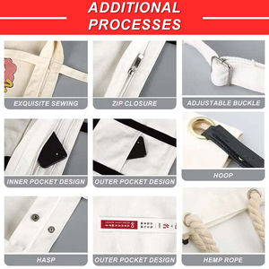 Bolsa de Compras Reutilizable de Gran Capacidad con Impresión Personalizada, Bolsa de Lona de Algodón para Supermercado, con Cierre de Cremallera Doble - Product Image 4