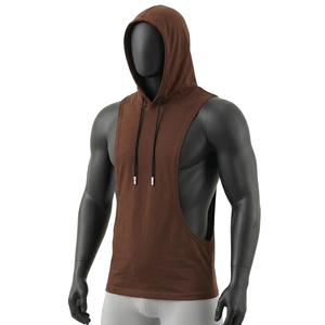 Chaleco deportivo sin mangas para hombre con logo personalizado, chaleco deportivo con capucha para hombre, ropa deportiva, chaleco con capucha de talla grande - Product Image 4