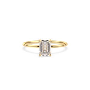 REYES HPHT CVD Lab Grown Diamond Hidden Halo <b>Ring</b> in 14K Solid Yellow Gold Engagement Wedding Gift Fine Jewelry For Women - Product Image 2