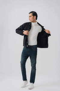 Custom Men's Designer Casual Cotton Denim Jacket Button Closure <b>Coat</b> Waterproof Winter Comfortable <b>Heated</b> Jean OEM - Product Image 5