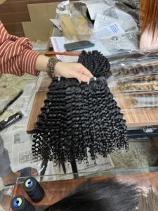 วิกผมต่อผมสีดำหยิกน้ำยาวเต็มรูปแบบผมบริสุทธิ์คุณภาพสูงจากเวียดนาม - Product Image 3