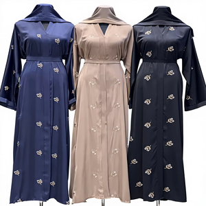 Polyester Luxury Abaya Modest Design Handmade Sequined Breathable Ankle Length <b>Long</b> Sleeves Customized Size Daily <b>Eid</b> Occasions - Product Image 1