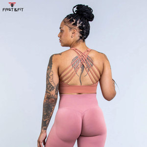 Soutien-gorge de sport antichoc grande taille léger et respirant avec logo frontal, maintien élevé et coussinets fixes, style débardeur pour le fitness - Product Image 2