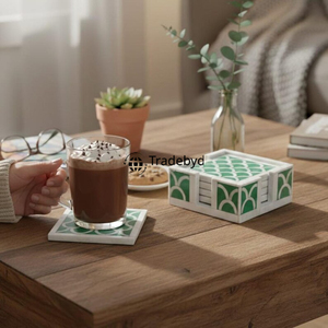 Posavasos Decorativo de Primera Calidad con Incrustaciones de Hueso, Accesorio para Mesa de Té o Café, Tradebyd - Product Image 5