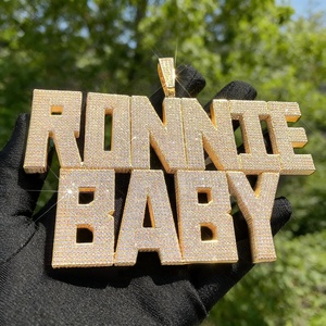 Colgante con Letra KING, Plata 925, Chapado en Oro y Rodio, Micro Pavé de Perlas, Estilo Hip Hop, Unisex, para Uso Diario, de la India - Product Image 3