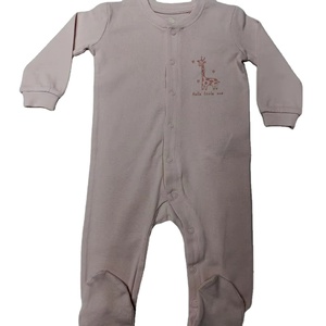 100% algodón Bebé Ropa de dormir Bebé Feetie mameluco Color liso bebé manga larga Mono para recién nacido - Product Image 4