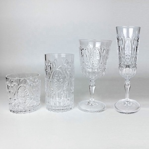 Unbreakable Vintage Embossed Plastic <b>Goblet</b> Wine <b>Glass</b> for Christmas Party Wedding - Product Image 6