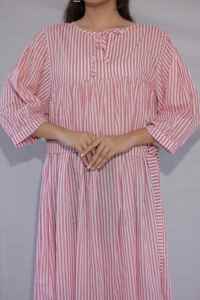 Indian Hand Block Floral Printed Cotton Dress New Trendy Summer Casual Wear for Wedding Handmade Woven Eco-Friendly Gift - Product Image 5