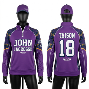 Sudadera con Capucha para Mujer, 320 GSM, Tela Suave de Poliéster y Spandex, Color Morado, Corte Atlético, Mangas con Paneles Geométricos, Logotipo Sublimado con Calor - Product Image 1