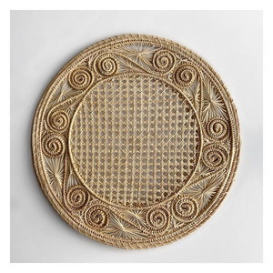 Decorative Classic Bamboo <b>Heat</b> Resistant <b>Coaster</b> Handwoven Table Setting Accessory for Weddings - Product Image 2