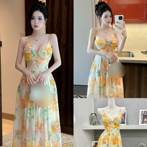 เดรสยาวแขนสั้นผ้าไหมสำหรับผู้หญิง สไตล์เจ้าหญิง เซ็กซี่ เรียบหรู ใส่สบาย เหมาะสำหรับงานต่างๆ - Product Image 4