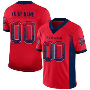 เสื้อเจอร์ซีย์อเมริกันฟุตบอลสีแดงแบบยูนิเซ็กซ์ คอวี พิมพ์ลายแบบซับลิเมชั่น ระบายอากาศได้ดี ซับเหงื่อ แขนสั้น ทรงปกติ สำหรับผู้ใหญ่ 100% - Product Image 1