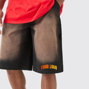 Shorts Bermuda Homme en Tricot Écologique Uni avec Logo Imprimé, Taille Élastique, Séchage Rapide, Décontracté et Sportif - Product Image 1