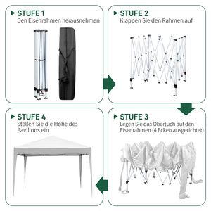 Pratica Tenda Pop-up Bianca 3 X 3m Impermeabile Pieghevole ad Angolo Retto con Due Porte e Due Finestre - Product Image 3