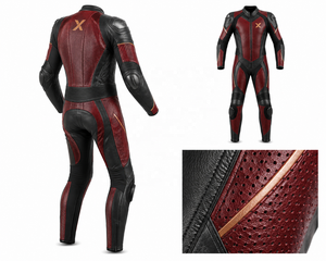 Climate Chest Perforated One-Piece Leather Motorcycle <b>Suit</b> | <b>Red</b> Black Brown| OEM ODM Manufacturer | Premium Design Quality | - Product Image 6