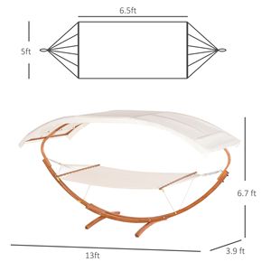 Supporto per Amaca in Legno Stile Romano Moderno con 13 Archi e Tettuccio Bianco Rimovibile per Relax all'Aperto - Product Image 3