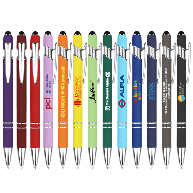 Wholesale Sports Rubber Coated Aluminum Ballpoint Pen Custom Printed Logo Sports Club Souvenirs