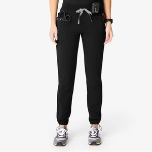 Ensembles de tenues médicales pour femmes, col en V, pantalon de jogging tricoté, tissu extensible en Spandex/Coton peigné, uniformes à usage médical - Product Image 4