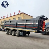 Semi-remorque benne arrière Lion King 4 essieux 60 tonnes avec vérin hydraulique, construction en acier haute résistance, origine Shandong