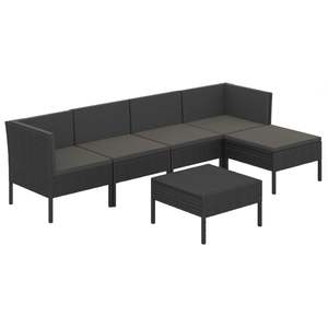 Conjunto de Muebles de Jardín de Ratán Sintético Negro con Acero con Recubrimiento en Polvo y Poliéster, Colección de Muebles Duraderos para Exteriores - Product Image 2