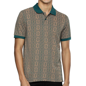 Polo personnalisé marron à motifs géométriques, polo de luxe décontracté, respirant, style smart casual, fabricant OEM ODM - Product Image 4