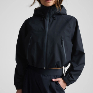 Chaqueta Bomber Corta de Nylon para Mujer, con Capucha, Cierre, Mangas Abullonadas, Logotipo Frontal, Color Sólido, Manga Larga, Otoño-Invierno - Product Image 4