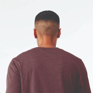 T-shirt à manches longues pour homme, couleur bordeaux, col rond, coupe classique, style décontracté, jersey tricoté uni, 100% coton - Product Image 3