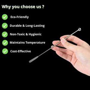 Cuchara de Barra de Acero Inoxidable con Mango Largo, Reutilizable, Ecológica, Portátil, Moderna, para Mezclar Bebidas en Casa o en Bares - Product Image 2