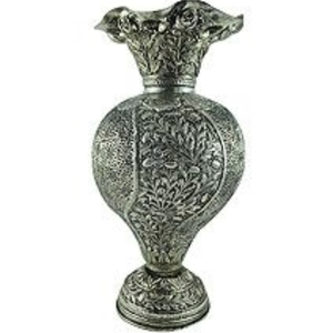 Vase décoratif en métal, motif floral en relief, pour table ou sol, fait main, ornemental, pour la maison, le jardin ou les événements - Product Image 1