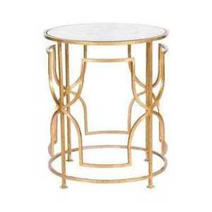 Modern Hourglass Metal Side Table Bronze Wire Pedestal Accent Table Round Industrial Coffee Table for Contemporary Home Decor - Product Image 5