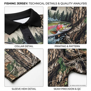 Men's Sublimation Fishing Polo Shirt 100% Polyester UPF 50 Quick Dry Printed Design <b>Rainbow</b> Trout Pattern Outdoor Wear - Product Image 6