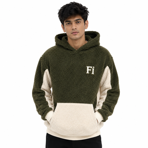 Sweat-shirts en molleton de coton personnalisés pour hommes, manches contrastées, pull en sherpa, poche avant, streetwear urbain, mode hiver Y2K, vente en gros - Product Image 5