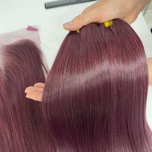 มัดผมเรกันด์สีเบอร์กันดีผมแท้เกรดสูงจากเวียดนาม - Product Image 2