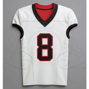 T-shirt de football américain pour homme, blanc, noir, rouge, col en V, manches courtes, numéro 8 sublimé, évacuation de l'humidité, coupe classique - Product Image 4
