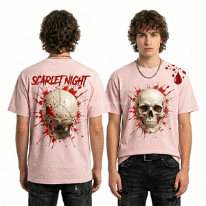 เสื้อยืดสีส้มสดแบบครอปพิมพ์ลายหัวกะโหลก Biohazard สไตล์สตรีทแวร์สำหรับผู้ชาย ผลิตโดยผู้ผลิตเสื้อผ้า High Traffic Apparel แบบ ODM - Product Image 6